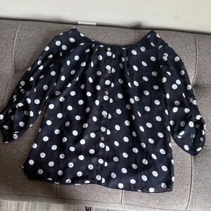 Polka Dot Blouse - Navy and White